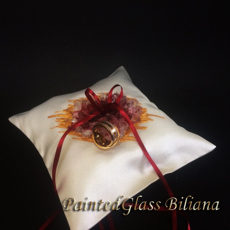 Burgundy red geode ring pillow