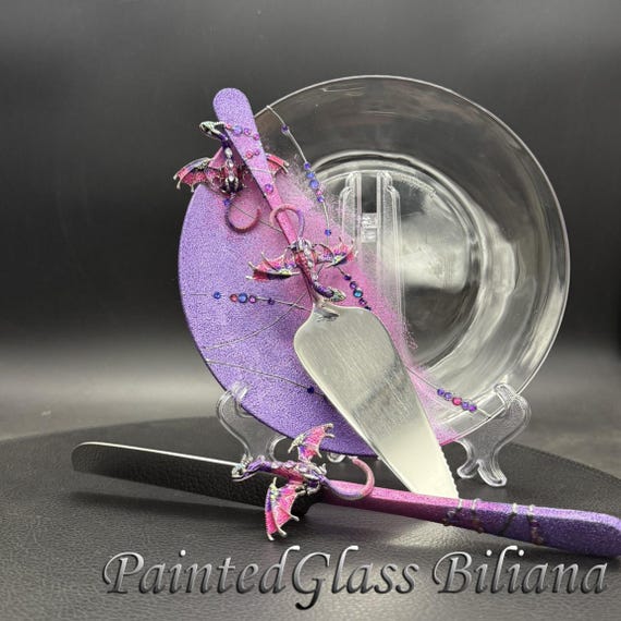 Purple dragon cake serving set