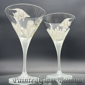 Set mit 2 handbemalten Martini Beach Seegläser Korallenriff