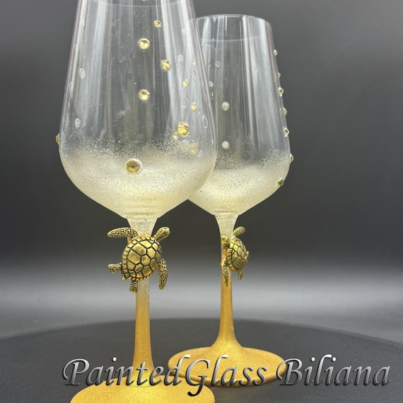 Golden turtle wine glasses