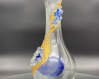 Blue geode wine decanter