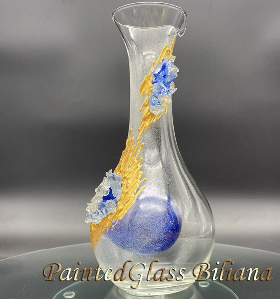 Blue geode wine decanter