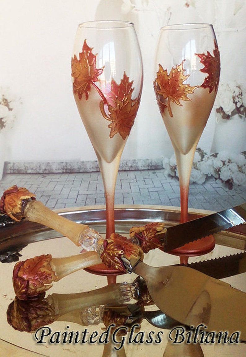 Wedding Cake Server and Knife Autumn Wedding Cake Etsy