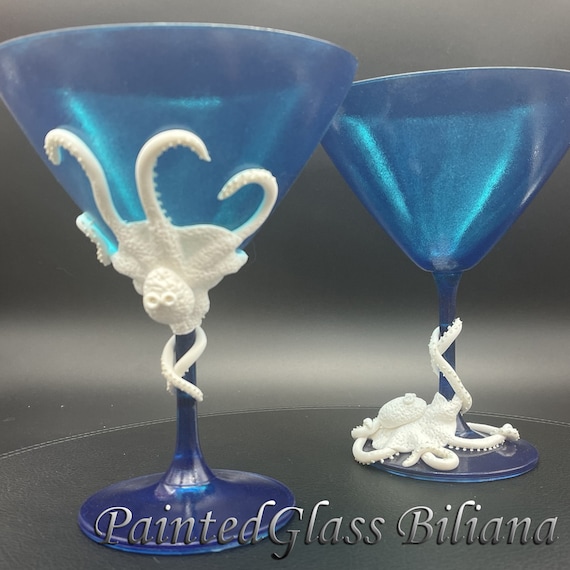 Octopus martini glasses, 2 pcs