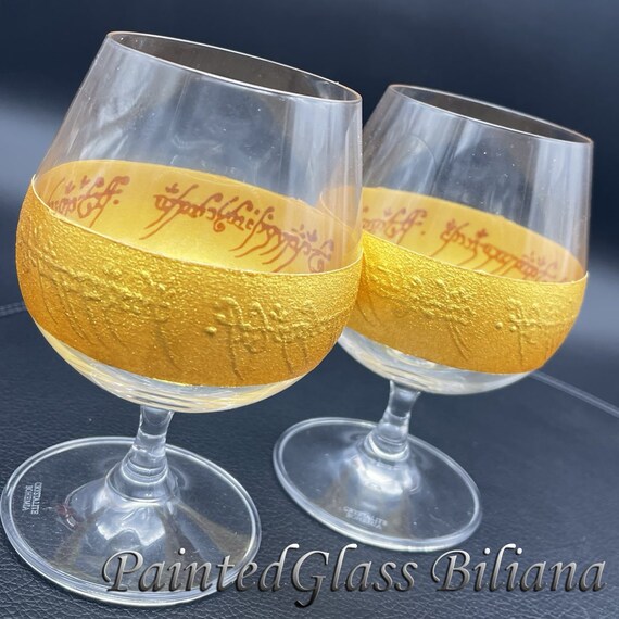 Lord of the rings LoTR One ring Set of 2 hand painted brandy glasses
