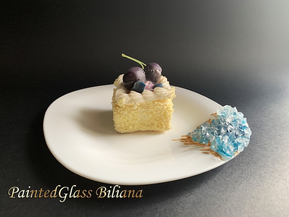 Turquoise geode cake plate