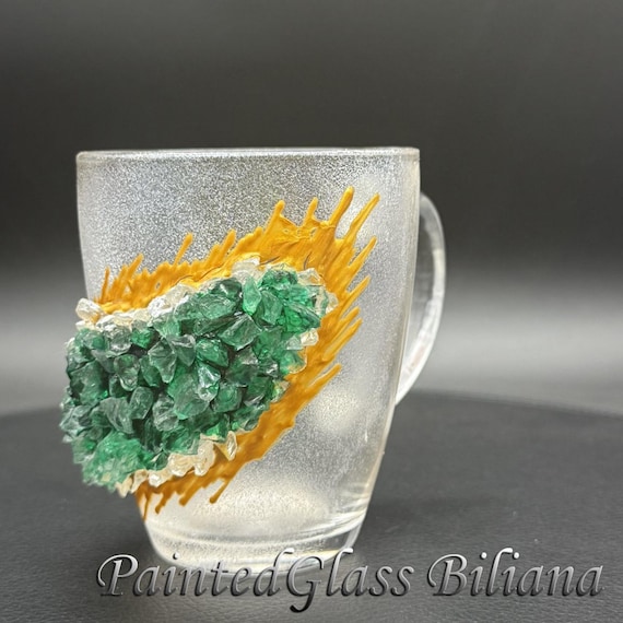 Free shipping green geode coffee glass mug