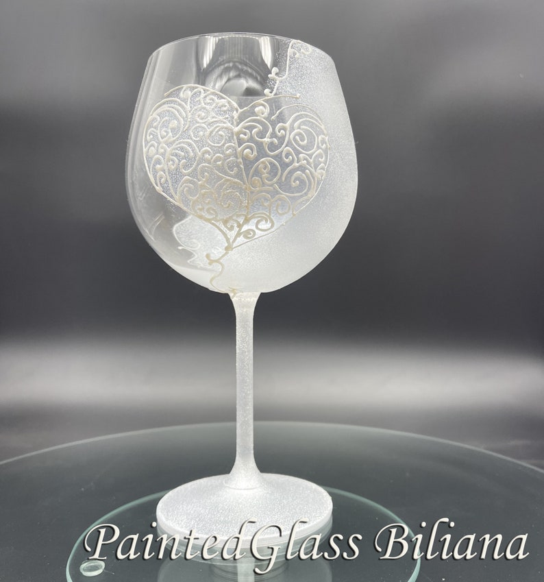 Hand Painted wine glass Love image 3