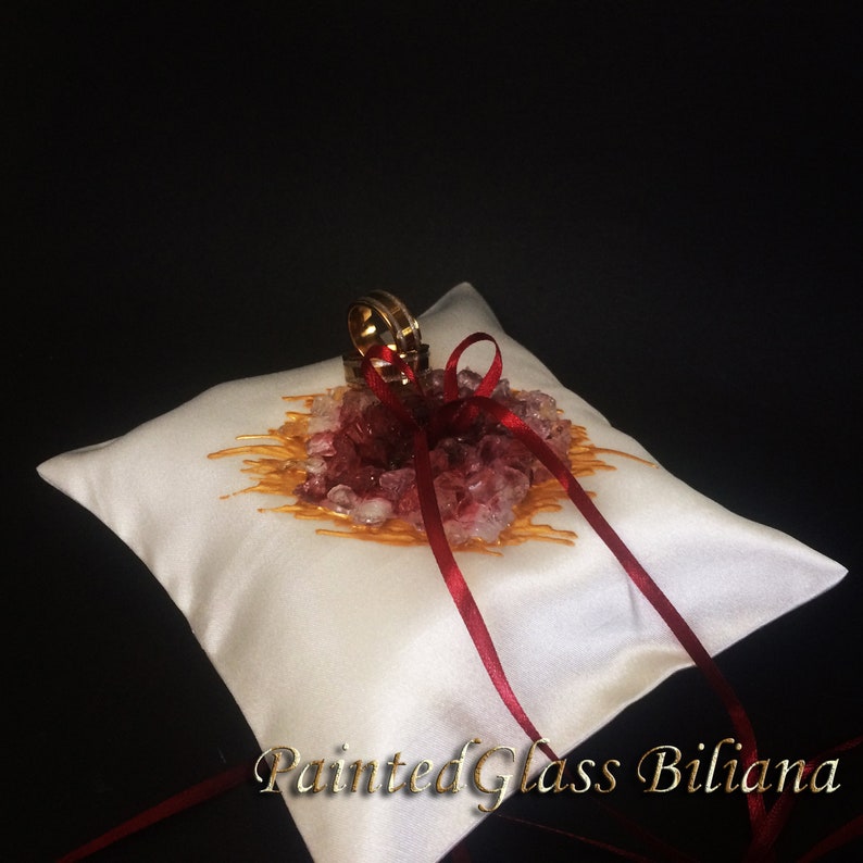 Burgundy red geode ring pillow