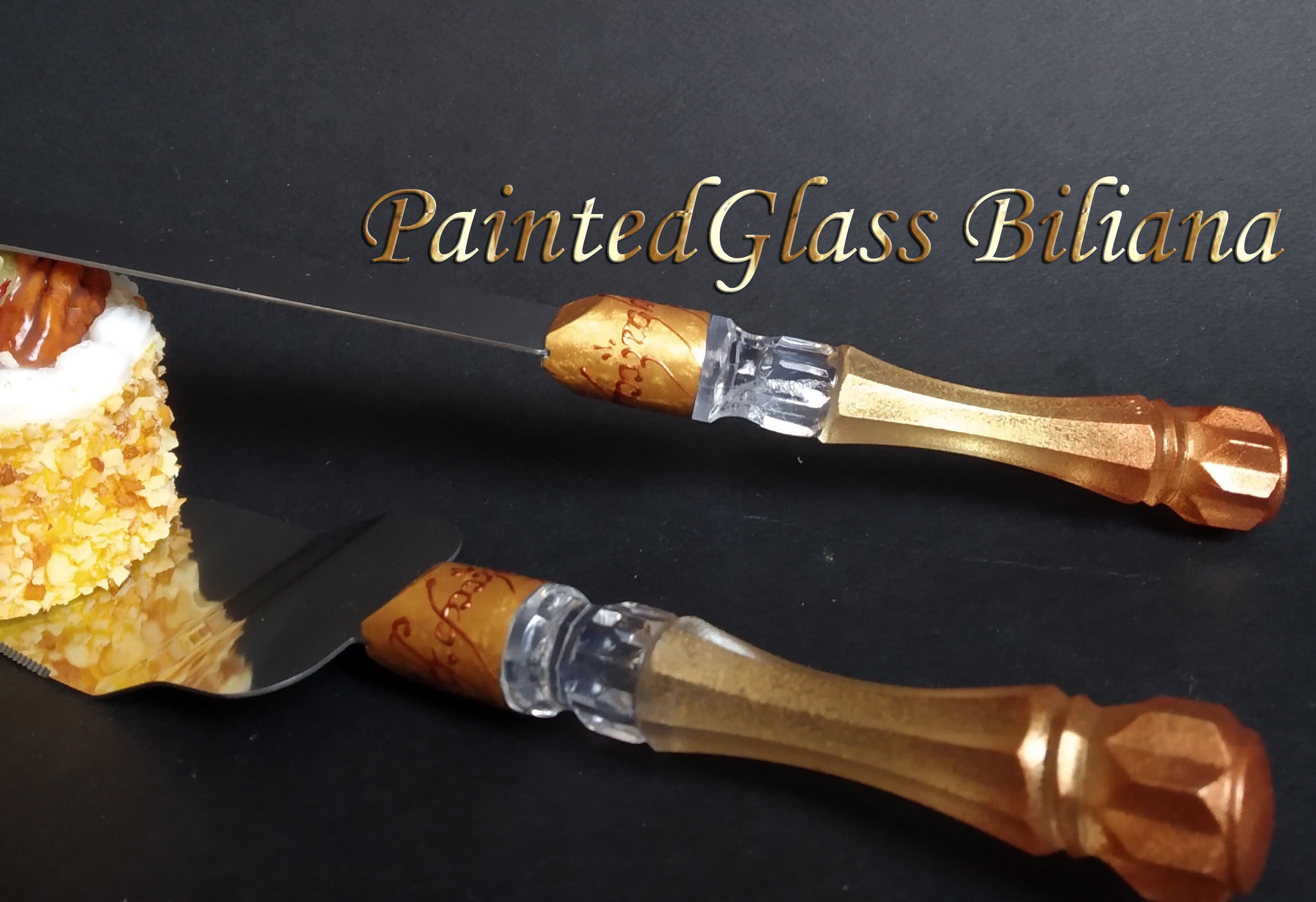 Lord of the rings LoTR Set of hand painted cake server and knife Cake
