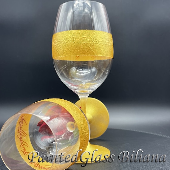 LoTR Lord of the rings Set of 2 hand painted wine glasses