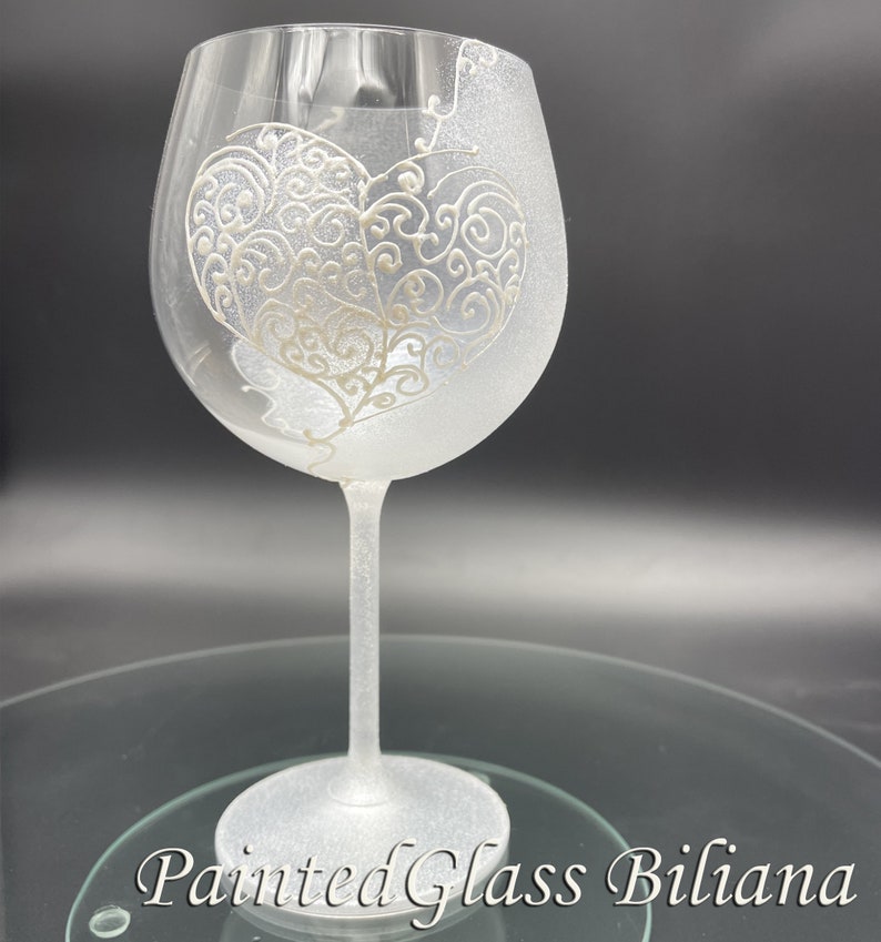 Hand Painted wine glass Love image 6