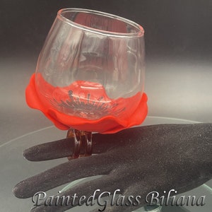 BIG ring wine glass Red poppy