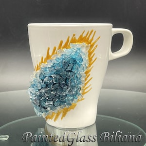 Versandkostenfrei Keramik türkis Geode Kaffeebecher Geode Kaffeeglas