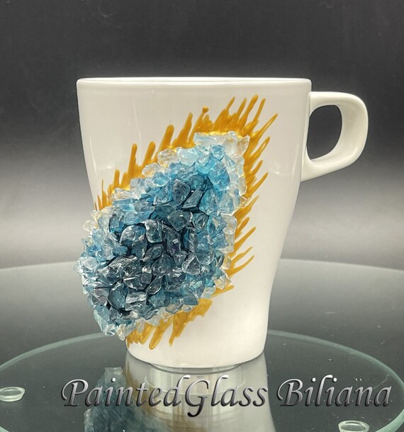 Free shipping ceramic turquoise geode coffee mug geode coffee glass