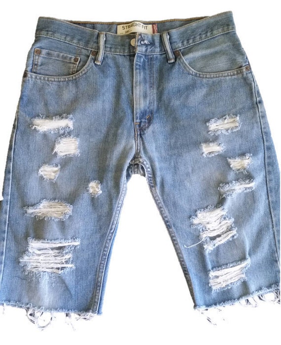 mens levi blue jean shorts