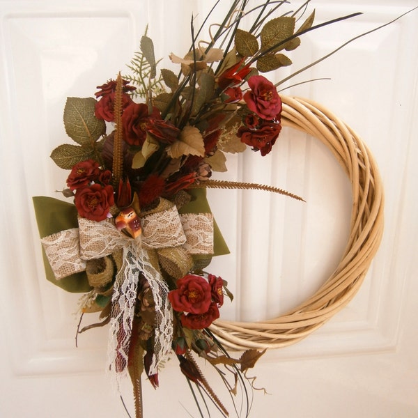 spring wreath/door decor/summer wicker wreath/front door wreath/fall wreath/orange flowers wreath/fall decor/year round wreath/summer decor