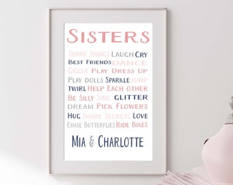 Personalized Gift and kids room decor, Sisters room decor.