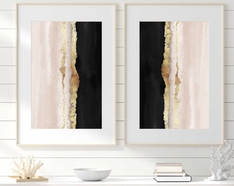 Champagne Cream Gold Back, Cheap Home Décor, Cream Agate Geode, Luxury Looking Home Décor, Set of Two, Gold Home Décor, Instant Download