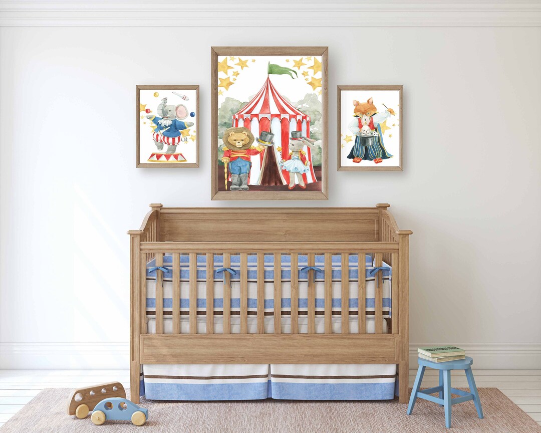 Circus Wall Décor, Baby Boy Nursery Décor, Kids Room Art and Unisex ...