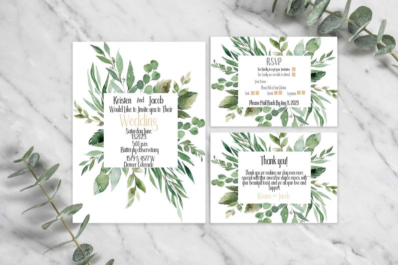 Square Boho Leaf Wedding Invitations, Leaf Wedding Invitations Template, Wedding Card, Diy Bride, Self Instant Edit and Download image 3