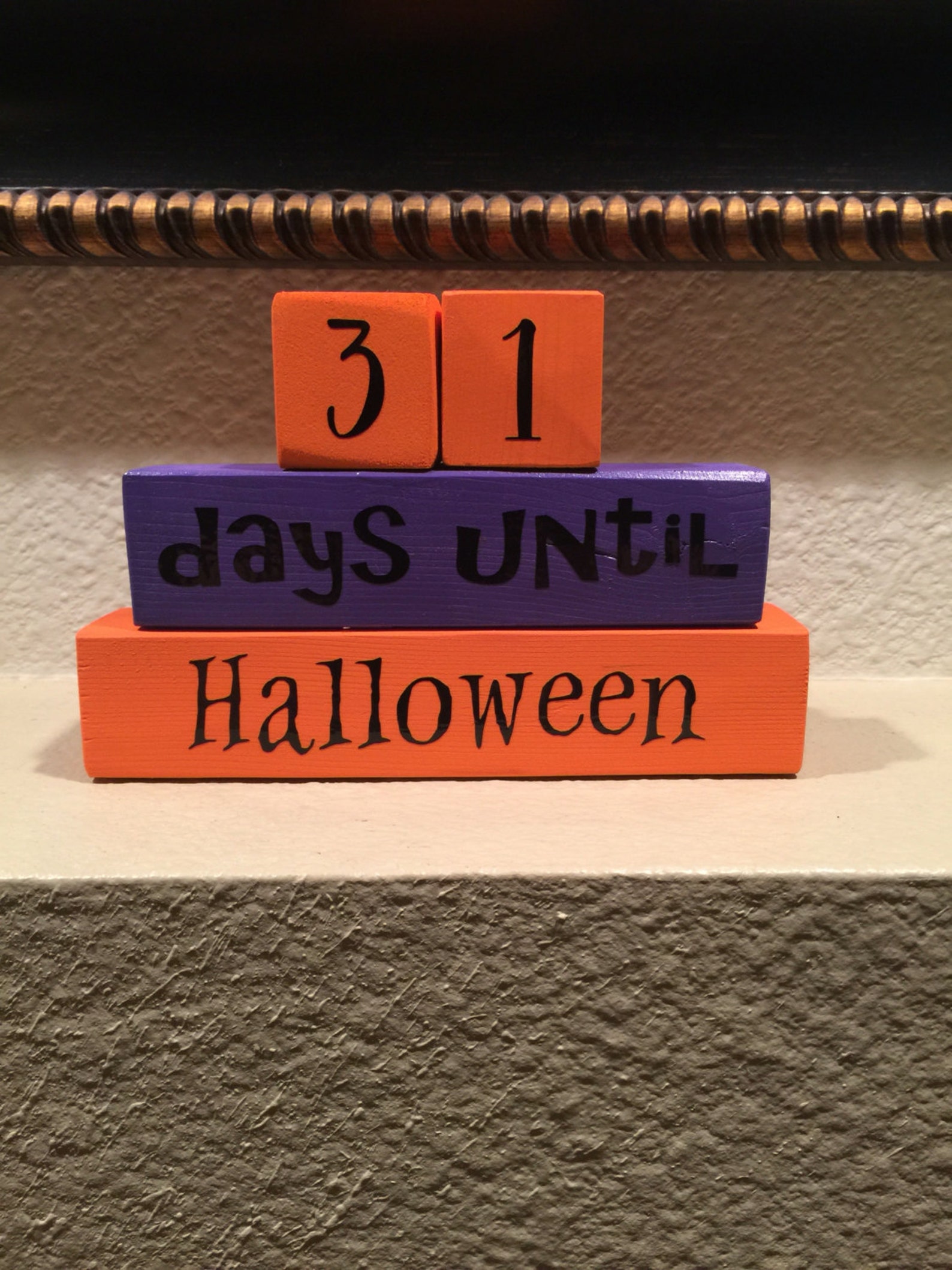 31 Days Until Countdown to Halloween Wood Blocks Etsy