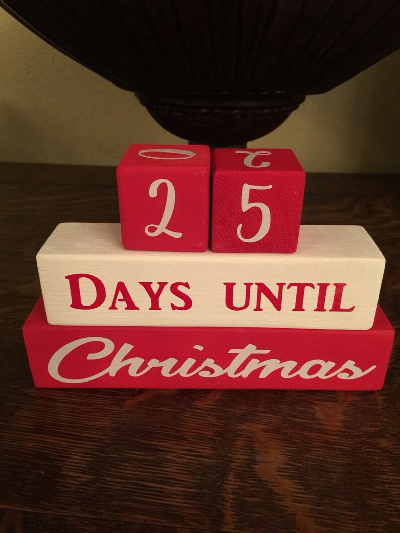 Wooden 25 Days Until Christmas Countdown Blocks Etsy
