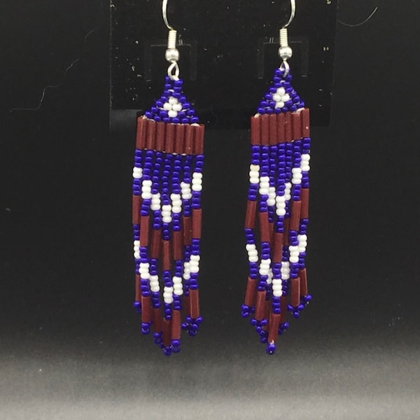 Red, White, and Blue Native American Style Beaded Earrings