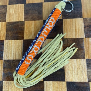 Peyote Stitch Chicago Bears Theme Beaded Keychain