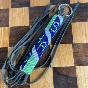 Peyote Stitch Seahawks Theme Beaded Keychain
