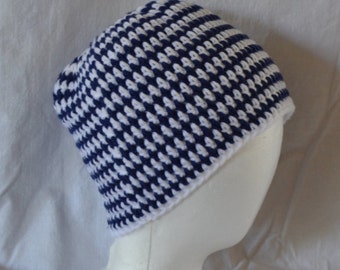 Blue and White Striped Stocking Cap