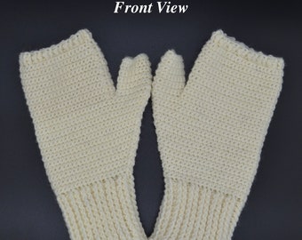 Creamy White Crocheted Fingerless "Texting" Gloves