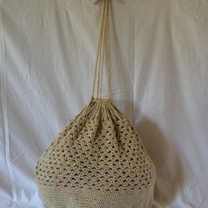 Bolsa de algodón espaciosa con asas de cordón