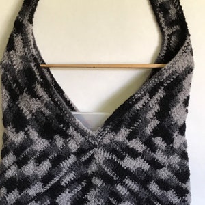 Black and Grey Felted Wool Messenger Bag