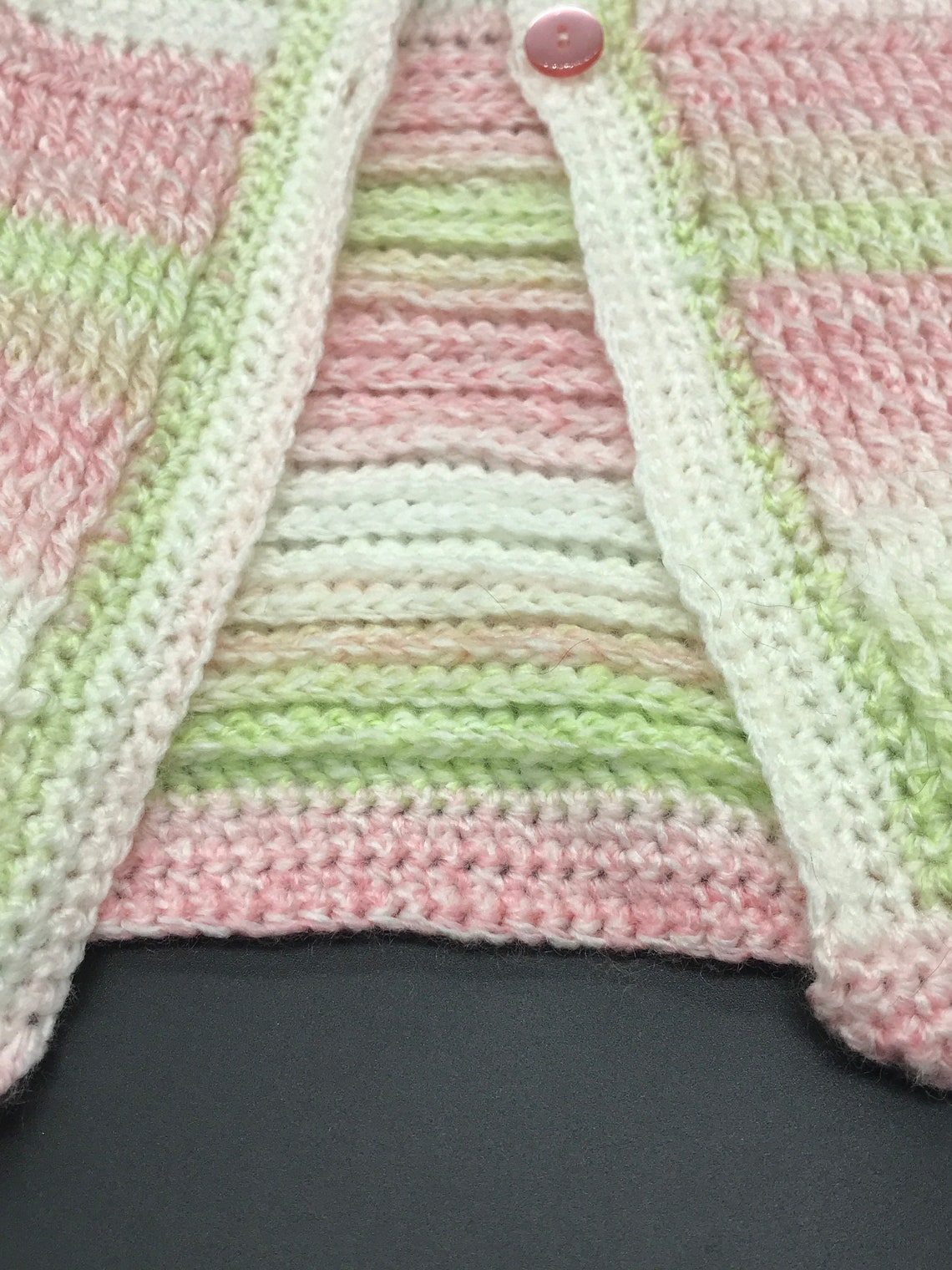 Rosa Weiß und Grün Gestreifter Baby Cardigan Pullover Gr. 6-9 | Etsy