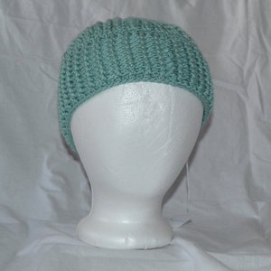 Cabled Tam Hat in Light Teal image 1