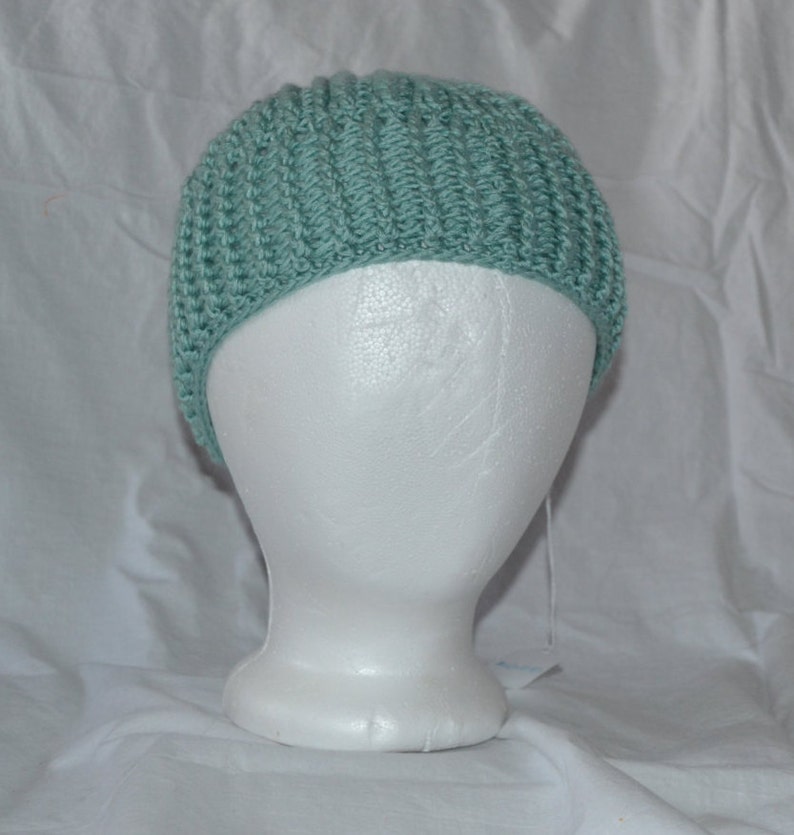 Cabled Tam Hat in Light Teal image 1