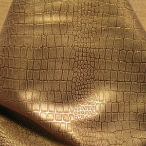 Metallic Lambskin Leather Hides Imprinted Crocco Bronze