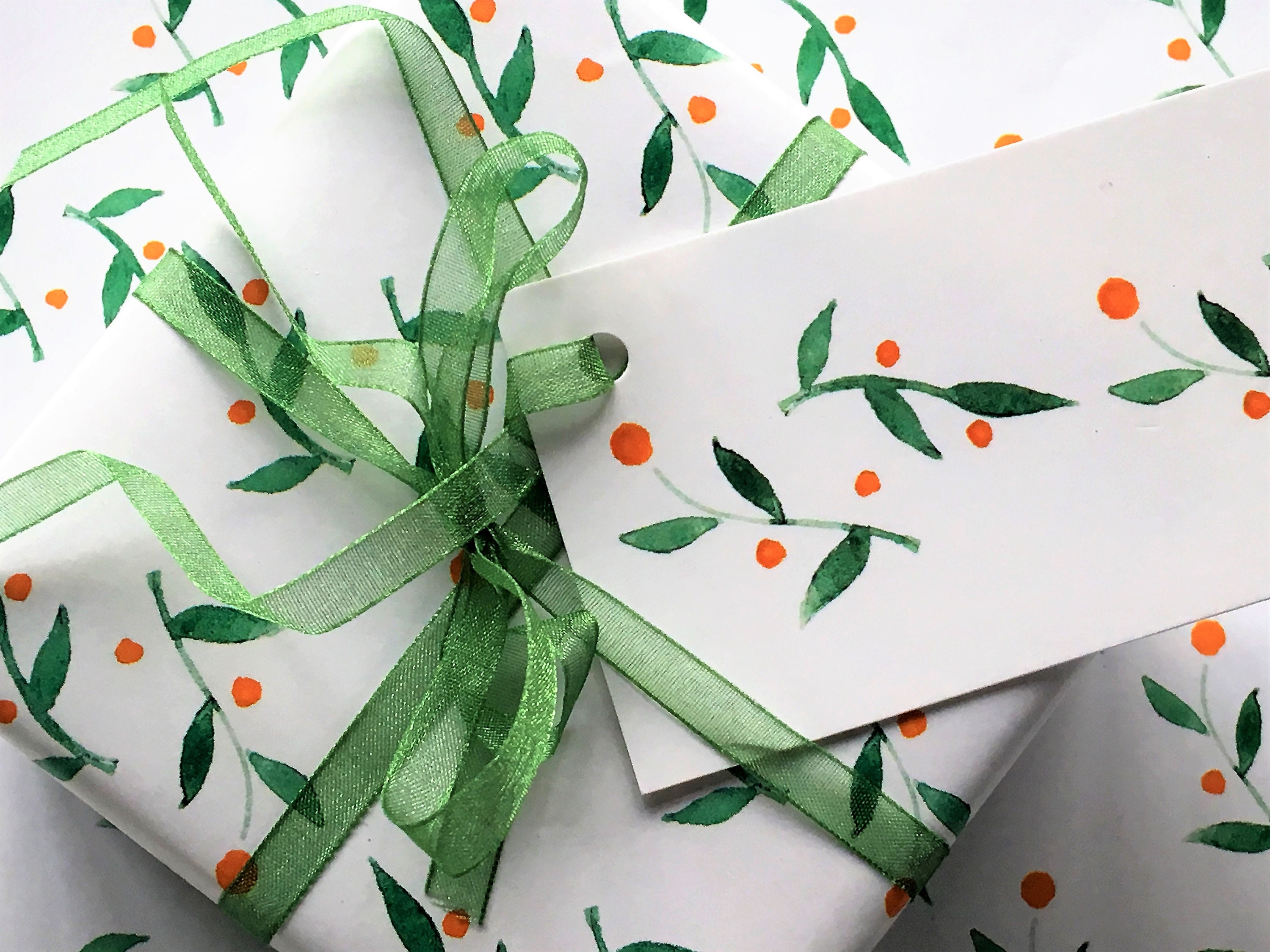 Giftwrap orange flower wrapping paper gifting presents Etsy