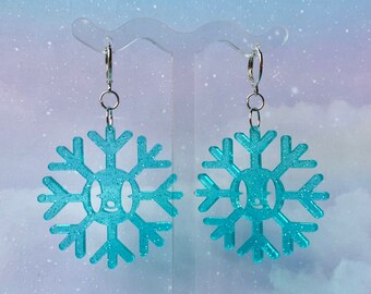 Sweet Snowflake Glitter Acrylic Earrings