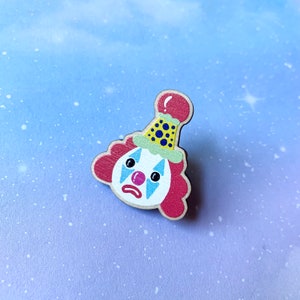 Frown Clown Wooden Pin