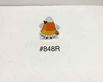 Cute Halloween Cabochons 6 Candy Corn Cabochons #DH102