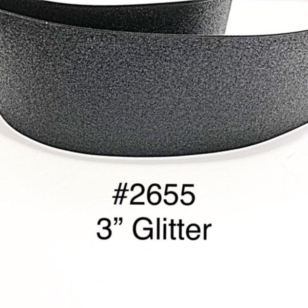 2/3/5 yard - 3" Solid Glitter on Black Jumbo Grosgrain Ribbon Cheer Bow Craft Supply