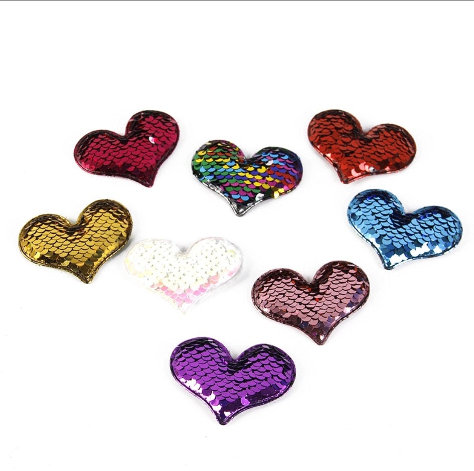 3 or 5 pc 2.5 Reversible Sequin Heart without Clip Flat | Etsy