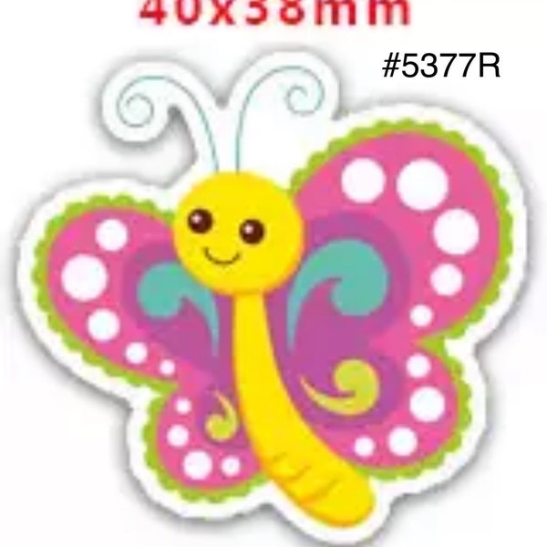 3 or 5 pc Insect Yellow Butterfly with Pink Polka Dot Wing Planar Resin Flat back Craft Supply