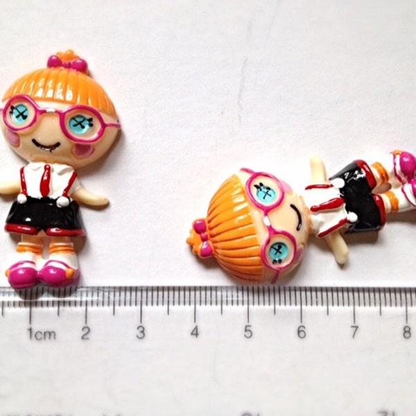 3 or 5 pc Lalaloopsy Specs Full Body Flat back Cabochon Hair Bow Center Craft Supply