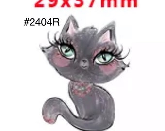 3 or 5 pc Pet Animal Dark Gray Cat Planar Resin Flat back Cabochon Hair Bow Center Craft Supply