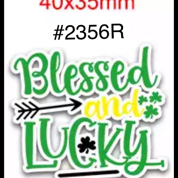 3 or 5 pc Saint Patrick Blessed and Lucky with Arrow and Shamrock Leaf Planar Resin Flat back Cabochon Hair Bow Center Craft Supply