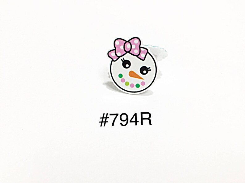 Christmas Snow Girl with Pink Bow Circle Shaped Planar Resin Flat back Cabochon Hair Bow Center Craft Supply 3 or 5 pc