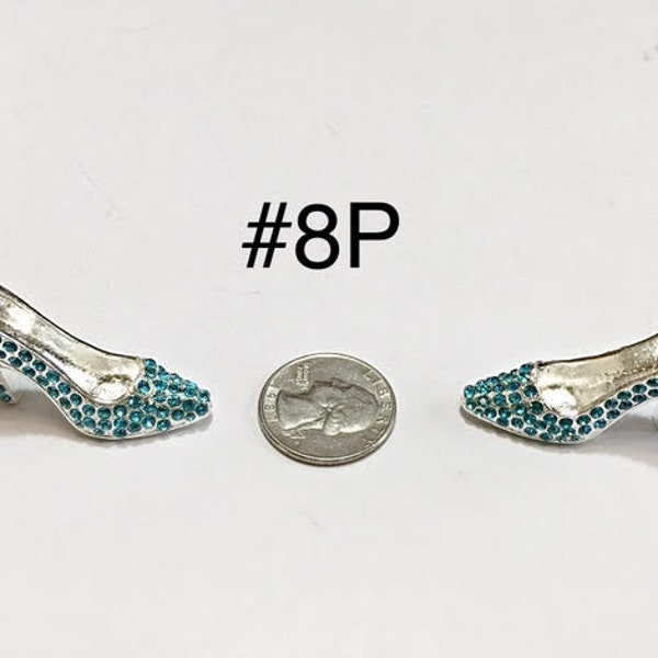 1 or 2 pc- 43 * 26 MM Princess Cinderella Blue High Heel Rhinestone Pendant For Bubblegum Necklace Jewelry Craft Supply